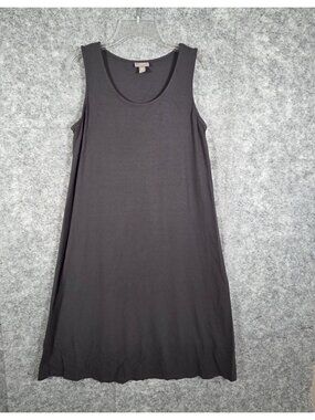 J. Jill Stretch Sleeveless Scoop Neckline Knee Length Black Shift Dress  Black S